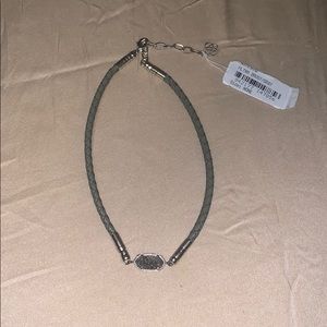 Platinum druzy and leather Kendra Scott choker